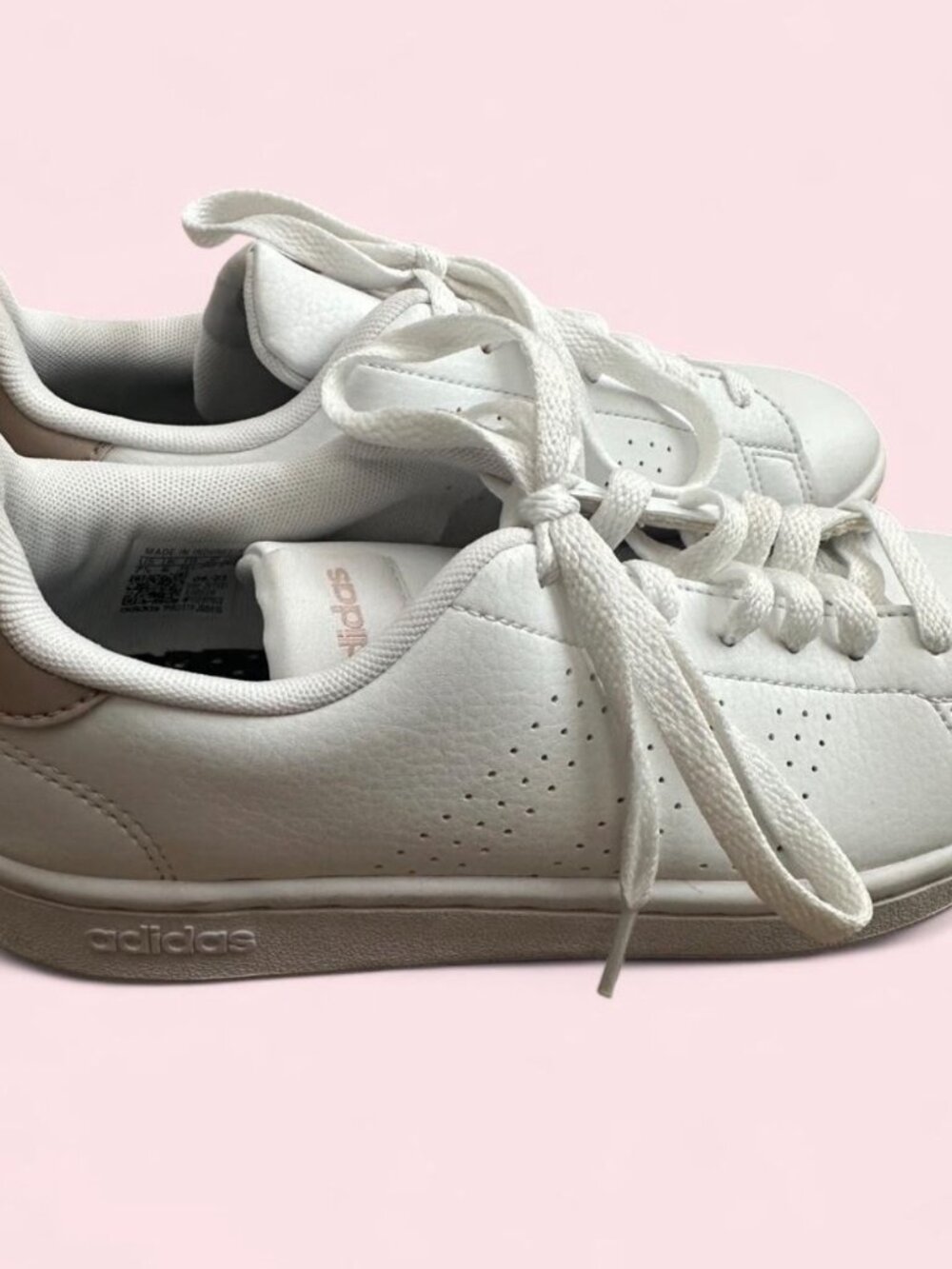 White & Taupe Adidas Advantage Sneakers - Picture 8 of 9